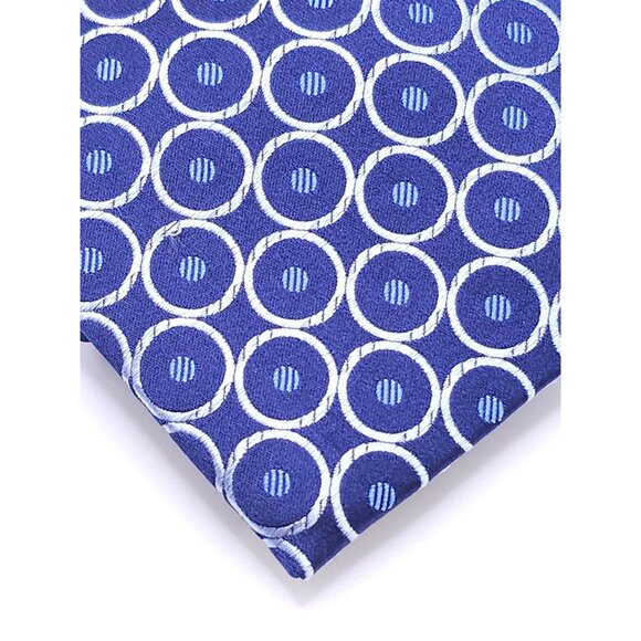 BCBG Attitude Mens Silk Tie Blue & White Circle Pattern - Picture 4 of 14